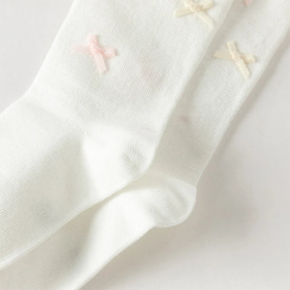 Chaussettes mi- mollet en maille enfant fille -Blanc