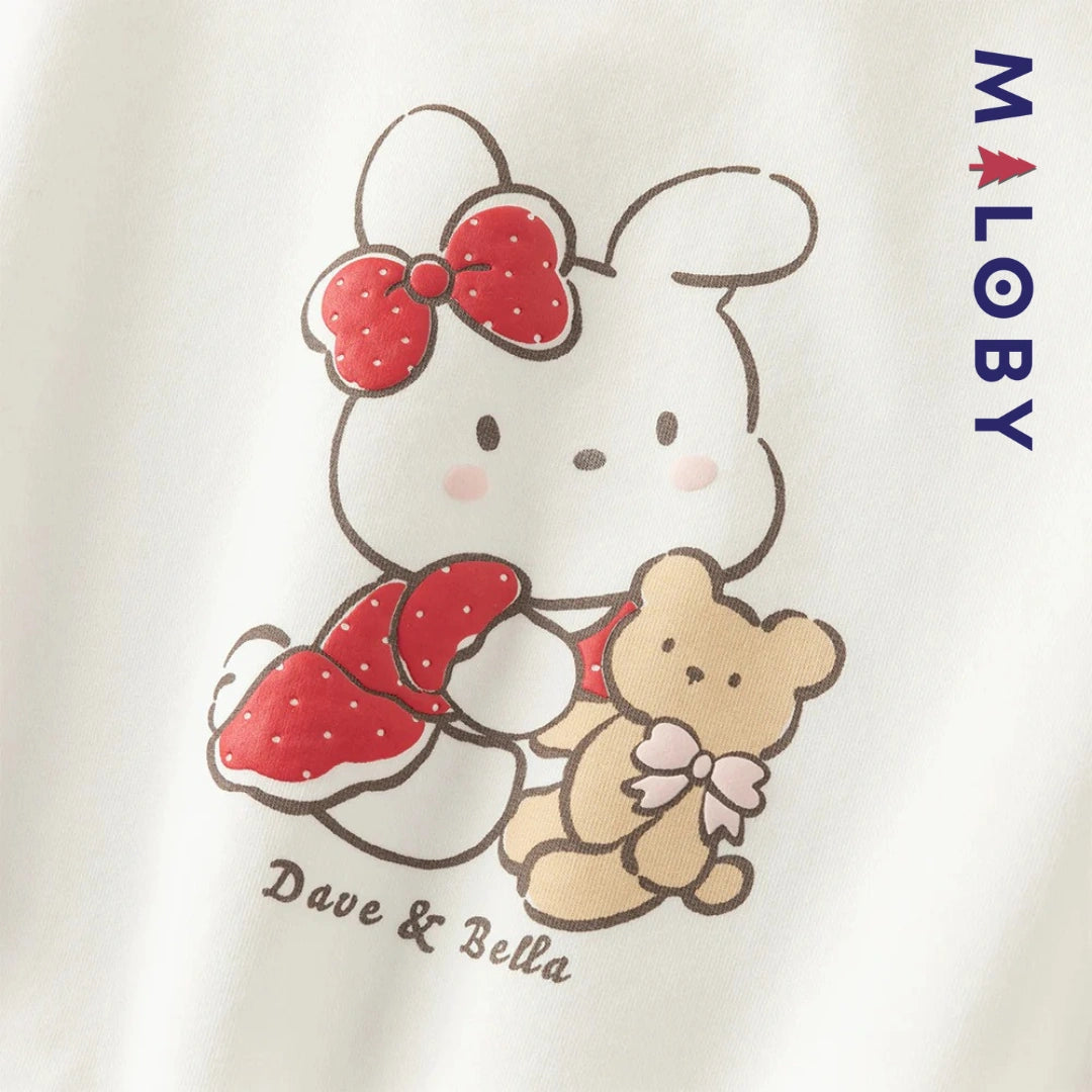 T-shirt à nœud manches longues enfant fille -Blanc -robes et ensembles pour filles, bébés et garcons - MALOBY