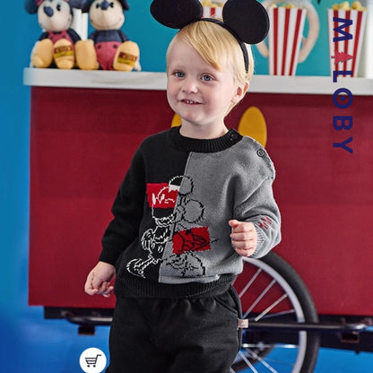 Pull en tricot parent-enfant unisexe- Noir