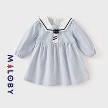 Charger l&#39;image dans la galerie, Robe  style Marin enfant fille-blanc/bleu
