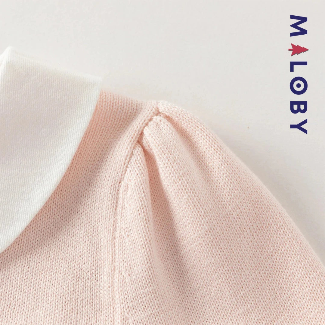Robe bi-matière effet 2 en 1 motif bonbon rose MALOBY