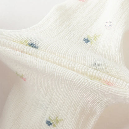 Collant en pointelle épais à motifs fleurettes enfant fille blanc - MALOBY