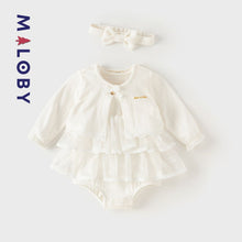 Charger l&#39;image dans la galerie, Ensemble Bébé fille  3 pièces Robe + boléro + bandeau - Beige
