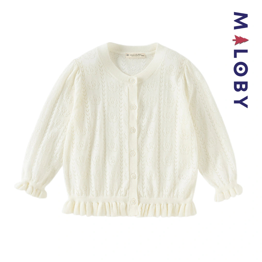 Cardigan en maille pointille enfant fille -Beige
