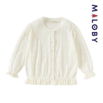 Cardigan en maille pointille enfant fille -Beige