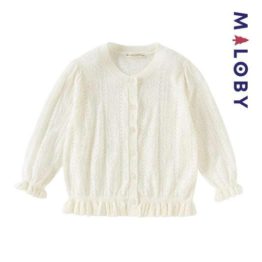Cardigan en maille pointille enfant fille -Beige