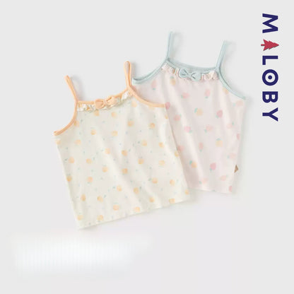 Débardeurs doux d'été enfant fille -Orange/Bleu ciel