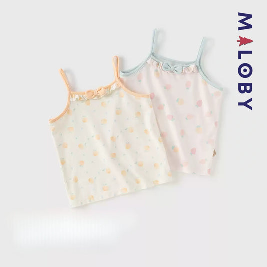 Débardeurs doux d'été enfant fille -Orange/Bleu ciel