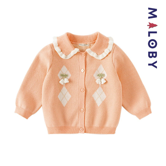 Cardigan à col claudine enfant fille - corail