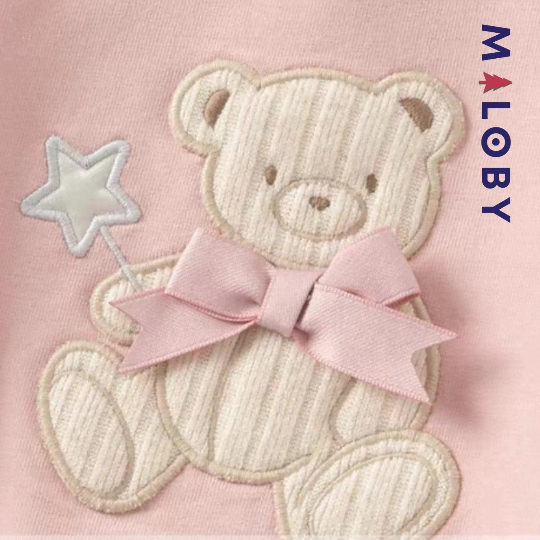 Robe courte bi-matière effet 2 en 1 enfant fille -Rose -robes et ensembles pour filles, bébés et garcons - MALOBY