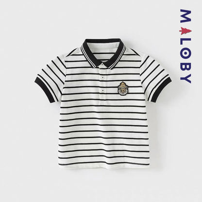 Polo rayé pour été enfants garçon - Blanc/Noir