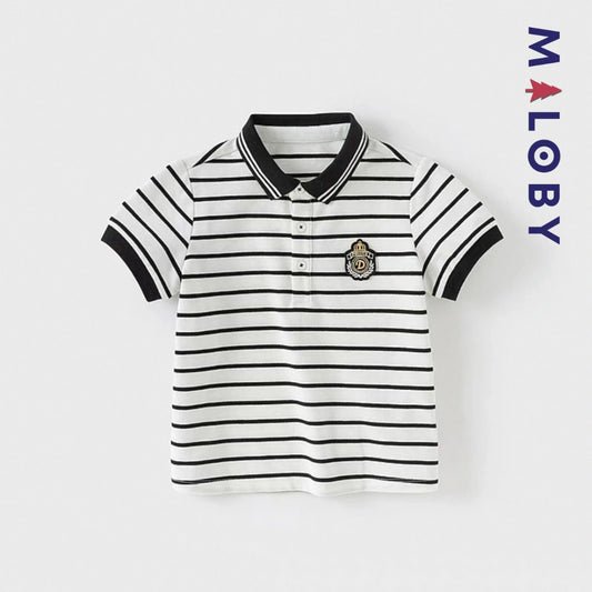 Polo rayé pour été enfants garçon - Blanc/Noir