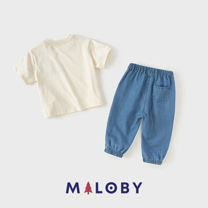 Ensemble T-Shirt + pantalon en denim - Garçon -robes et ensembles pour filles, bébés et garcons - MALOBY