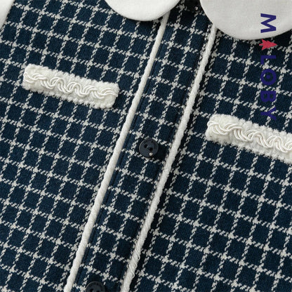 Robe à carreaux effet 2 en 1 enfant fille- marine