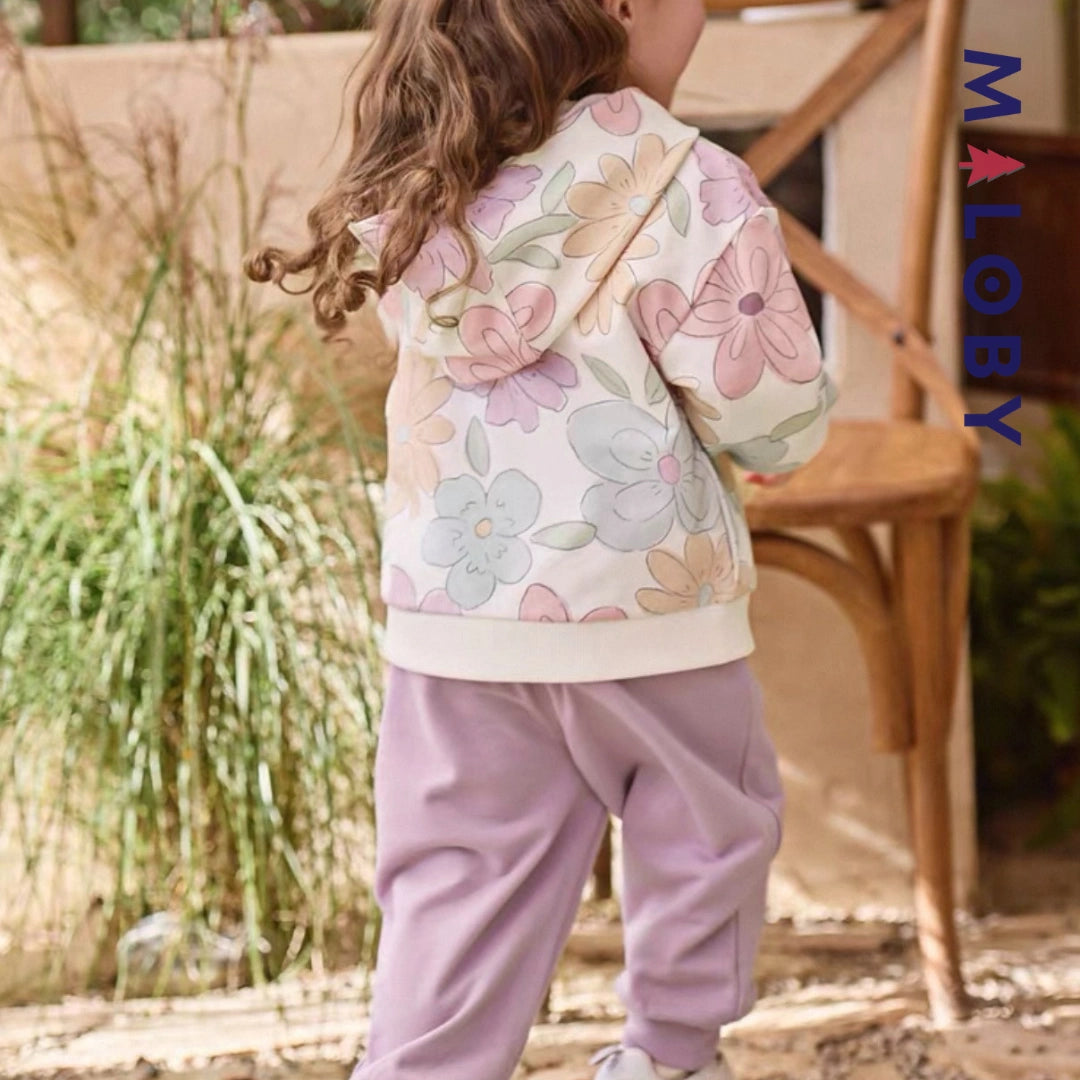 Ensemble jogging 2 pièces motifs fleuris enfant fille- Rose Bonbon -robes et ensembles pour filles, bébés et garcons - MALOBY