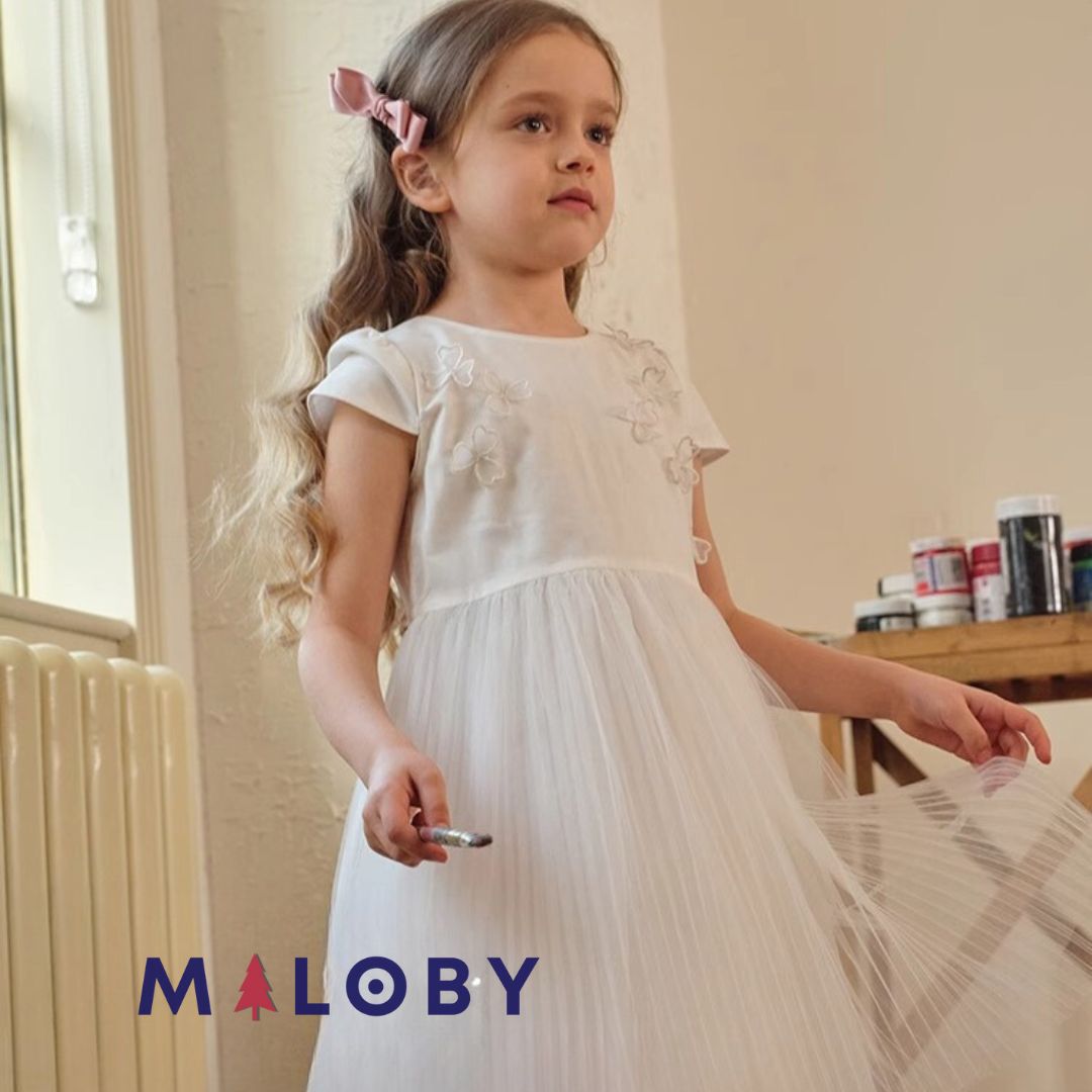 Robe de cérémonie effet 2 en 1 enfant fille - ivoire -robes et ensembles pour filles, bébés et garcons - MALOBY