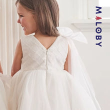 Charger l&#39;image dans la galerie, Robe cérémonie bouffante enfant fille-Blanc -robes et ensembles pour filles, bébés et garcons - MALOBY
