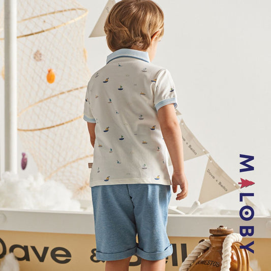 Ensemble 2 pièces Polo + Bermuda Garçon - Blanc/Bleu -robes et ensembles pour filles, bébés et garcons - MALOBY