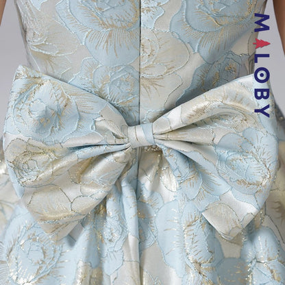 Robe longue de cérémonie à manches courtes- Bleu ciel -robes et ensembles pour filles, bébés et garcons - MALOBY