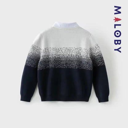 Pull à col chemise effet 2 en 1 enfant garçon -Marine -robes et ensembles pour filles, bébés et garcons - MALOBY