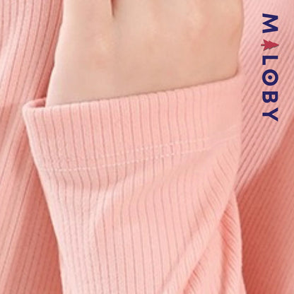 Pull uni manches longues enfant fille - Rose
