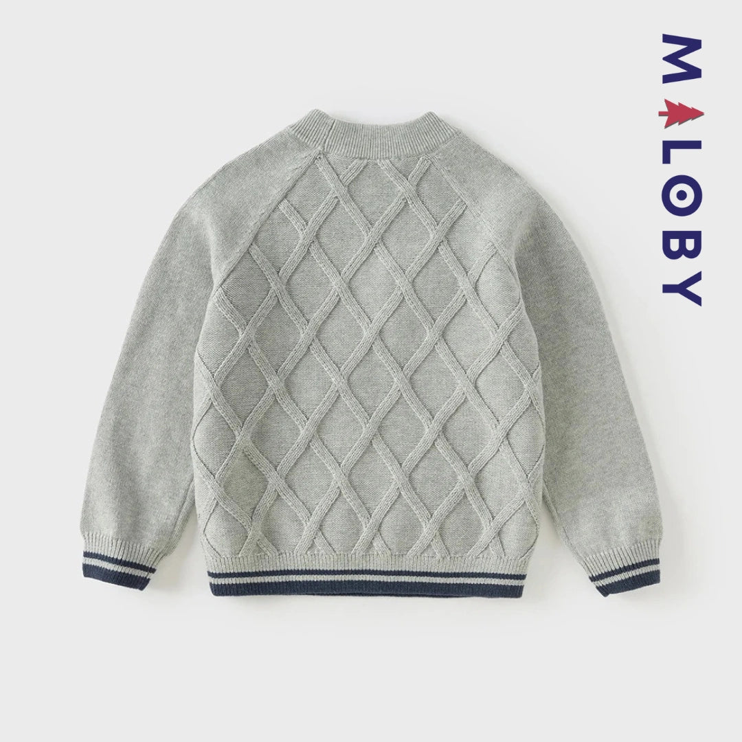Pull en maille enfant garçon- Bleu/gris