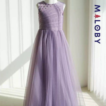 Robe princesse en tulle perlée -Violet