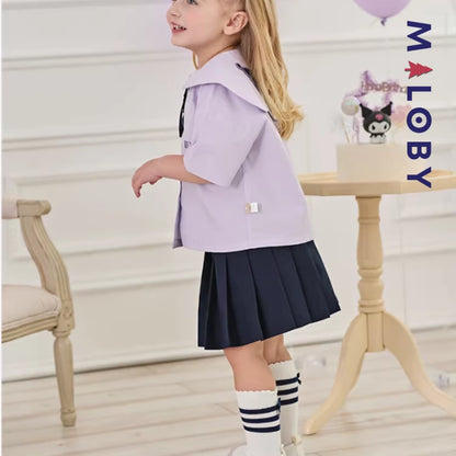 Ensemble kuromi Jupon plissé+chemise enfant fille -Violet