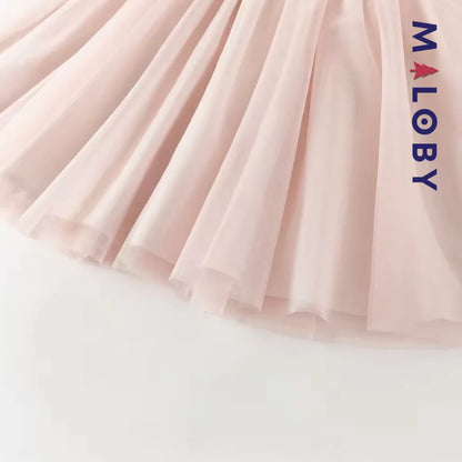Robe princesse pour cérémonie en Tulle enfant fille- Rose