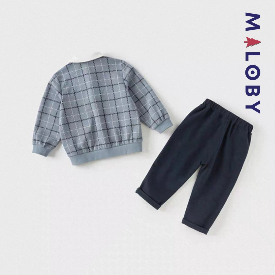 Ensemble habillé cardigan+pantalon enfant garçon - bleu