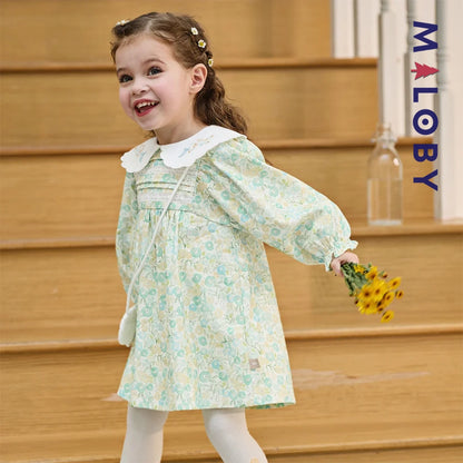 Robe Fleurie à col brodé avec mini sac chat enfant fille -Floral