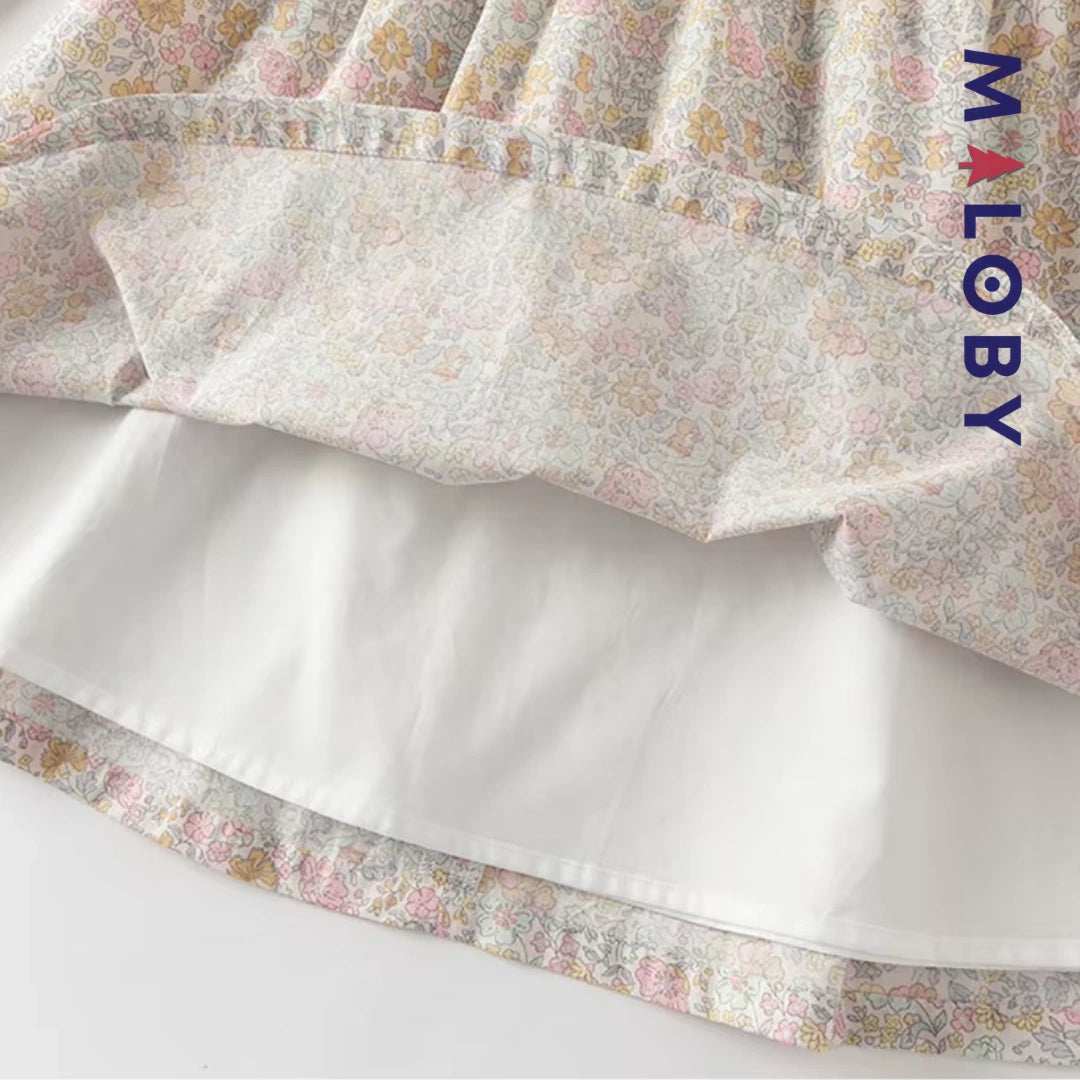 Robe fleurie manches longues enfant fille -Floral