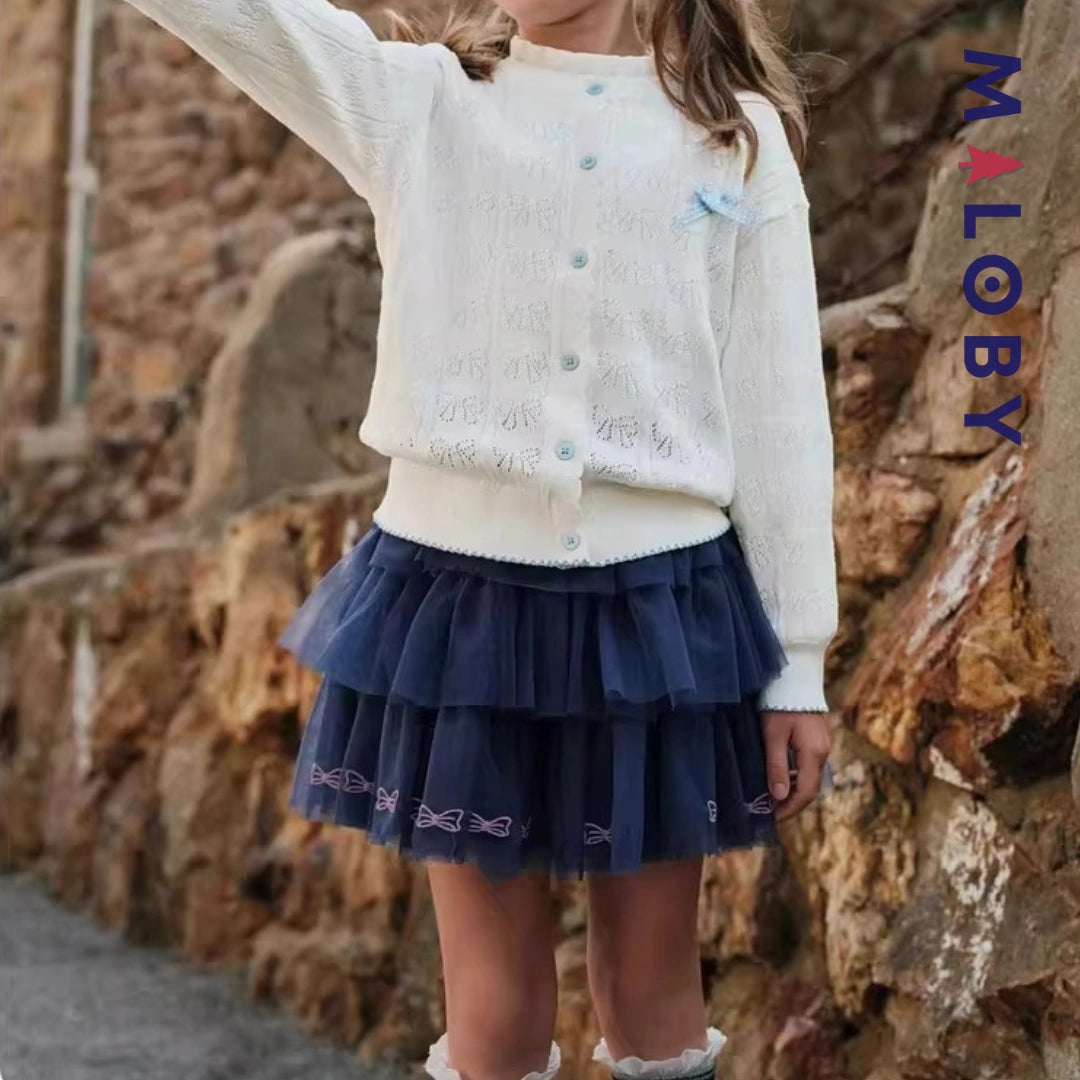 Jupe à volants en tulle enfant fille- Beige/Marine -robes et ensembles pour filles, bébés et garcons - MALOBY