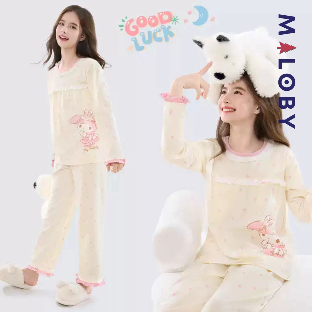 Ensemble Pyjama 2 pièces en coton enfant fille -Rose -robes et ensembles pour filles, bébés et garcons - MALOBY
