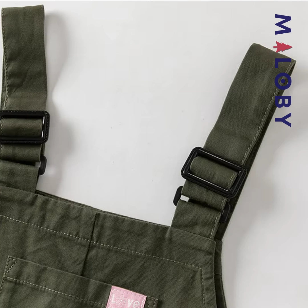 Ensemble Chaussettes +Salopette Short Cargo Enfant fille -Kaki