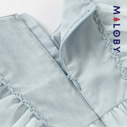 Robe de cérémonie à volants enfant fille -Bleu ciel