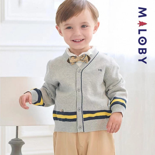 Duo chemise+cardigan enfant garçon -Gris/Blanc -robes et ensembles pour filles, bébés et garcons - MALOBY