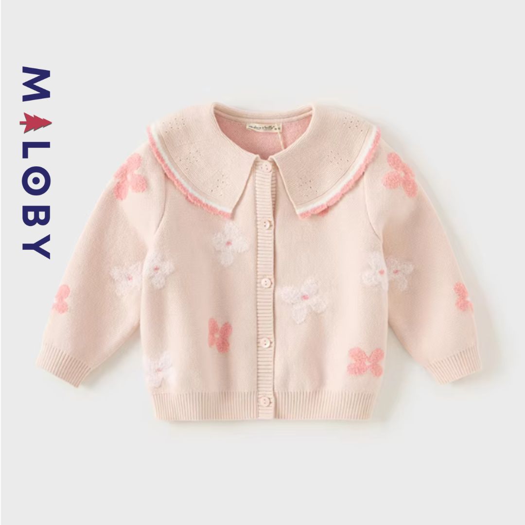 Cardigan motifs fleuris - rose pâle -robes et ensembles pour filles, bébés et garcons - MALOBY