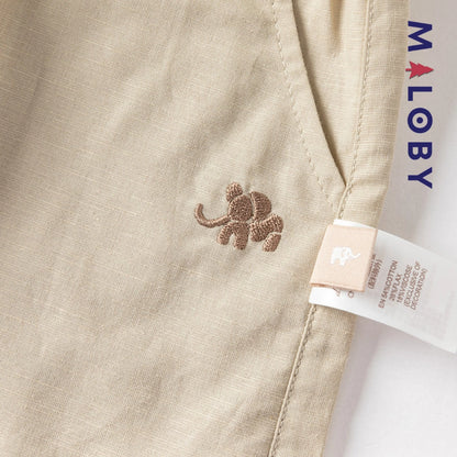 Ensemble Été en lin chemise+short -Kaki