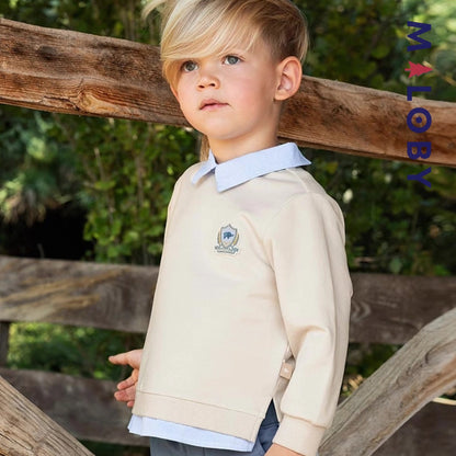 Ensemble habillé pull +pantalon enfant garçon - Beige/bleu