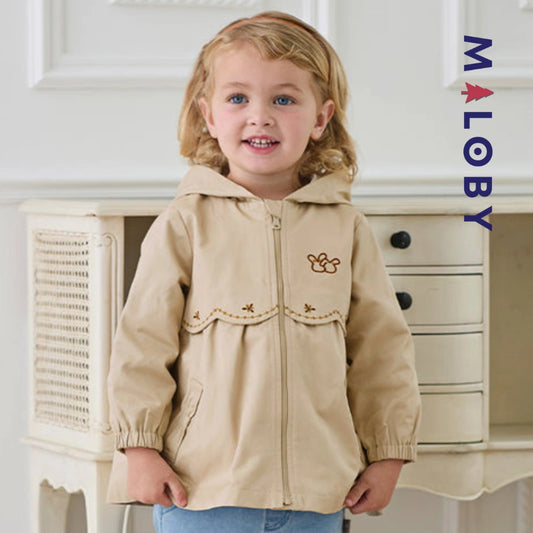 Trench à capuche doublure imprimé -couleur beige -robes et ensembles pour filles, bébés et garcons - MALOBY