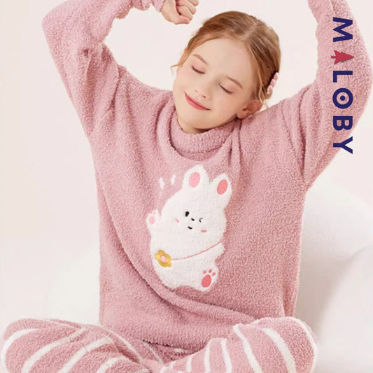 Pyjama 2 pièces en polaire enfant fille - Rose