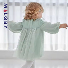 Charger l&#39;image dans la galerie, Robe volantée brodée à fleurs fille- Vert -robes et ensembles pour filles, bébés et garcons - MALOBY
