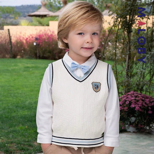 Pull en maille sans manches enfant garçon -Beige