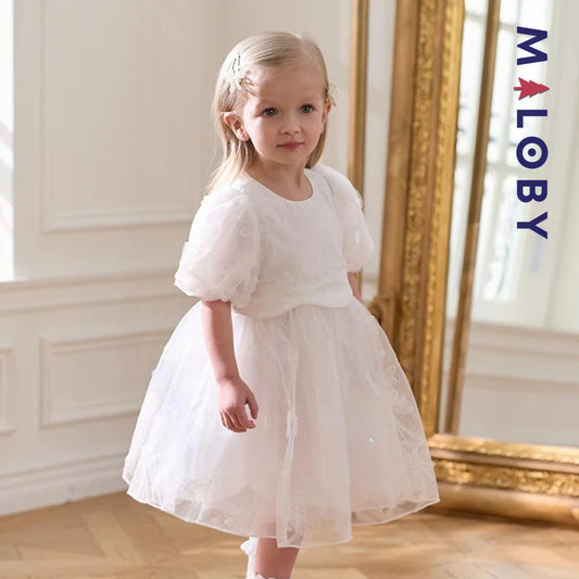 Robe cérémonie effet 2 en 1 -Blanc -robes et ensembles pour filles, bébés et garcons - MALOBY