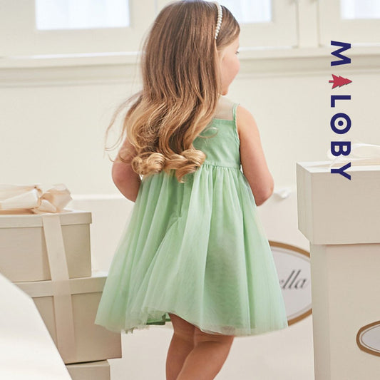 Robe cérémonie à nœuds enfant fille- Vert -robes et ensembles pour filles, bébés et garcons - MALOBY