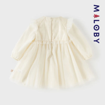 Robe de cérémonie à smocks enfant fille -Jaune