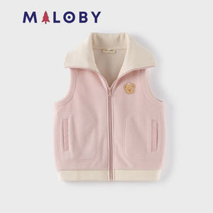 Veste sans manches en sherpa enfant fille - Rose -robes et ensembles pour filles, bébés et garcons - MALOBY