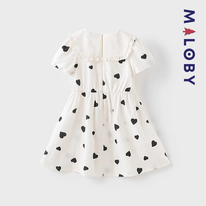 Robe d'Été imprimée cœur enfant fille -Beige