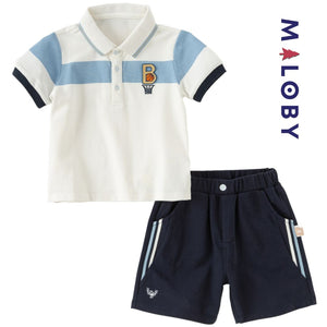 Ensemble sport polo + short- enfant Garçon- Bleu/Blanc